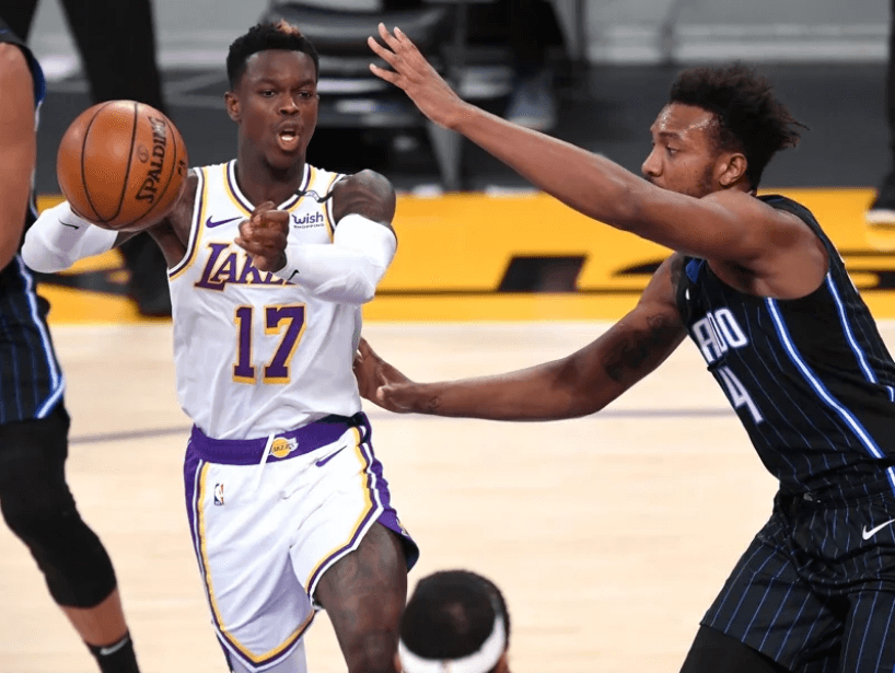 NBA湖人险胜魔术队，施罗德偕库兹马火力联机