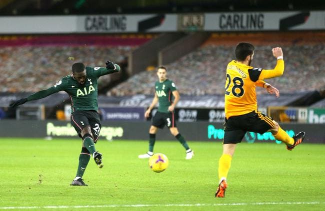 恩东贝莱在门前22米处低射入右下角，1比0