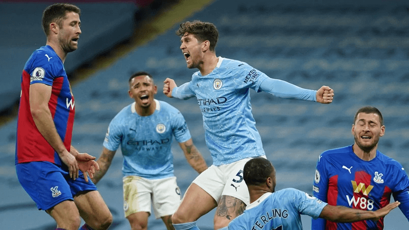 英超史东斯梅开二度，曼城4:0破水晶宫升联赛榜次席